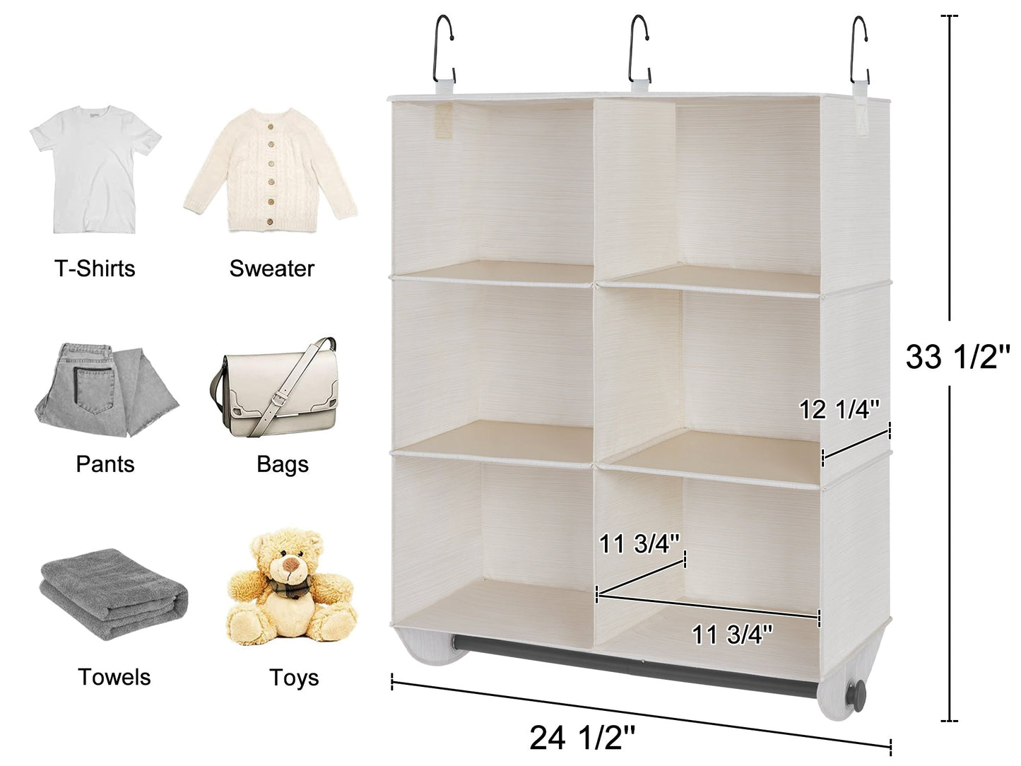 Hanging Closet Organizer with Garment Rod