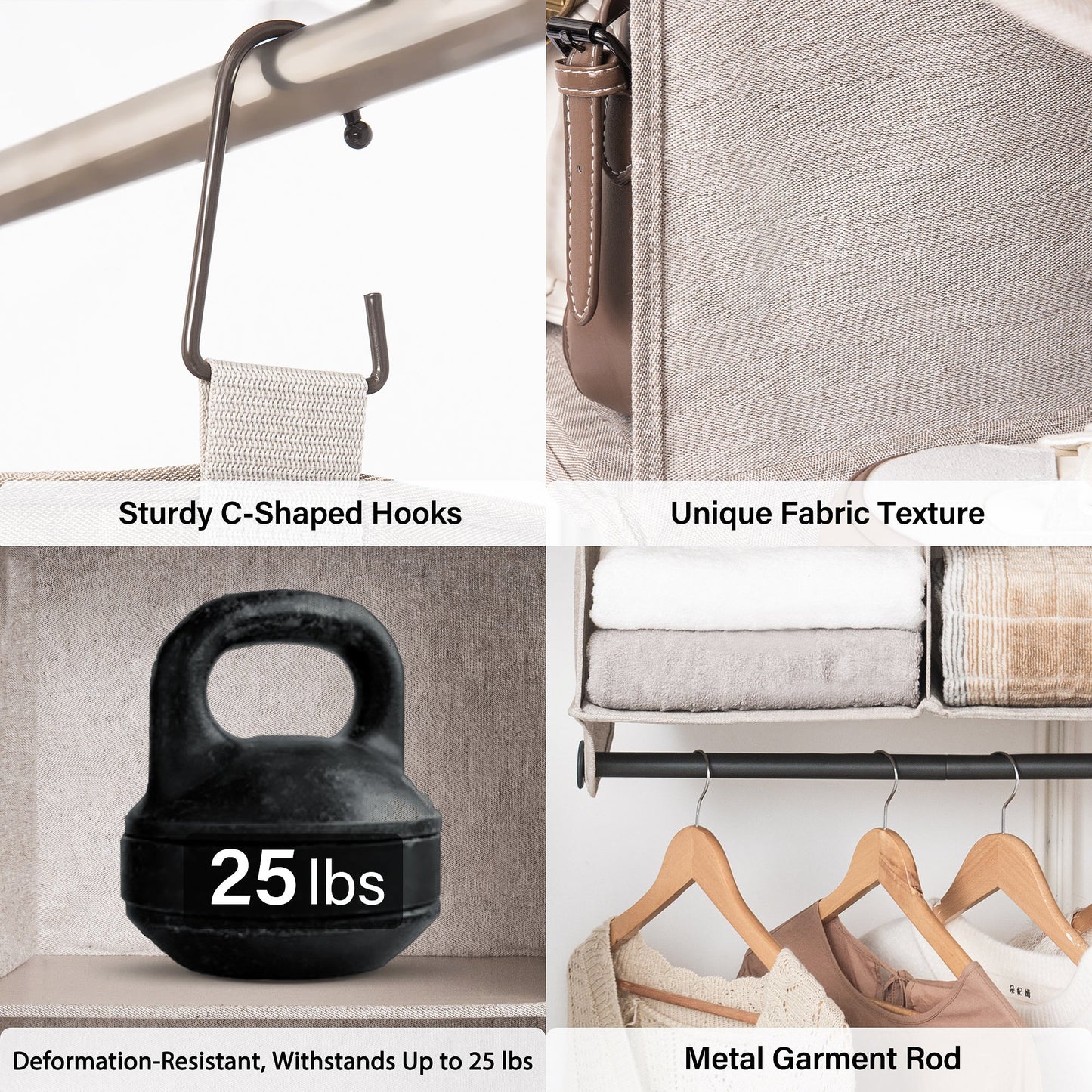 Hanging Closet Organizer with Garment Rod
