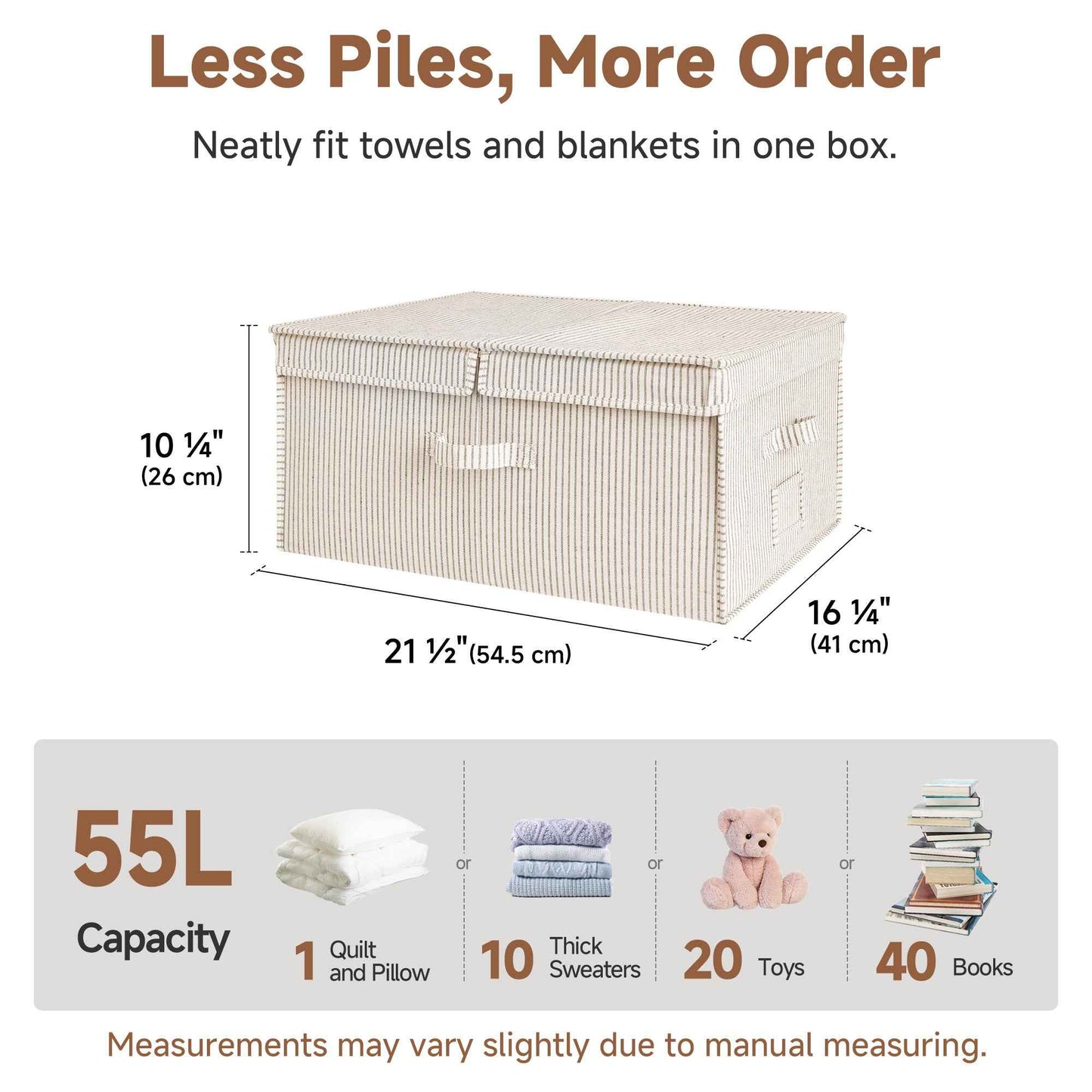 Extra Large Storage Bins with Lids, 55L Decorative Organizer