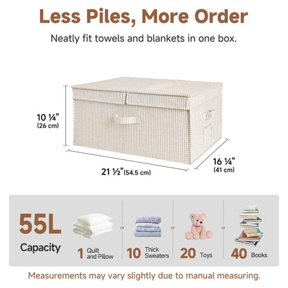 Extra Large Storage Bins with Lids, 55L Decorative Organizer