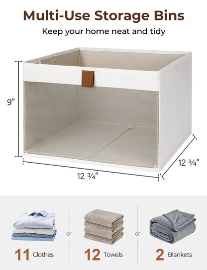 Fabric Closet Storage Bins with Clear Window, Set of 3