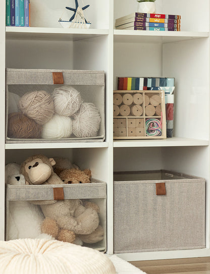 Fabric Closet Storage Bins with Clear Window, Set of 3