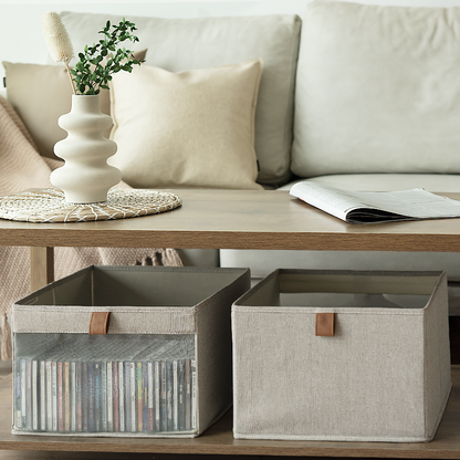 Fabric Closet Storage Bins with Clear Window, Set of 3