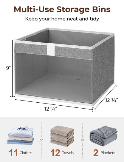 Fabric Closet Storage Bins with Clear Window, Set of 3