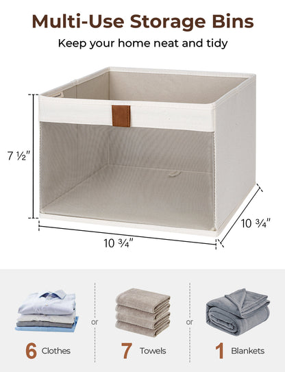 Fabric Closet Storage Bins with Clear Window, Set of 3