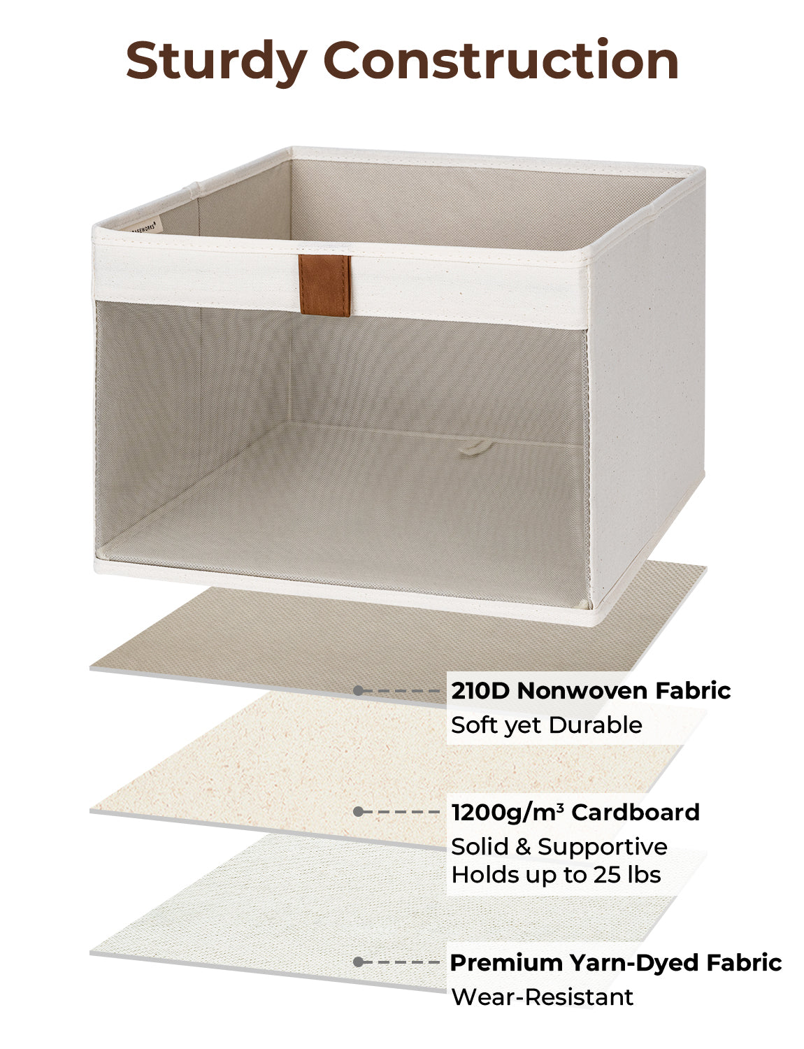 Fabric Closet Storage Bins with Clear Window, Set of 3