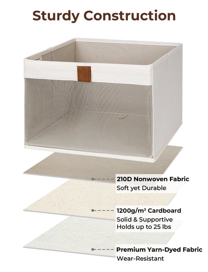 Fabric Closet Storage Bins with Clear Window, Set of 3