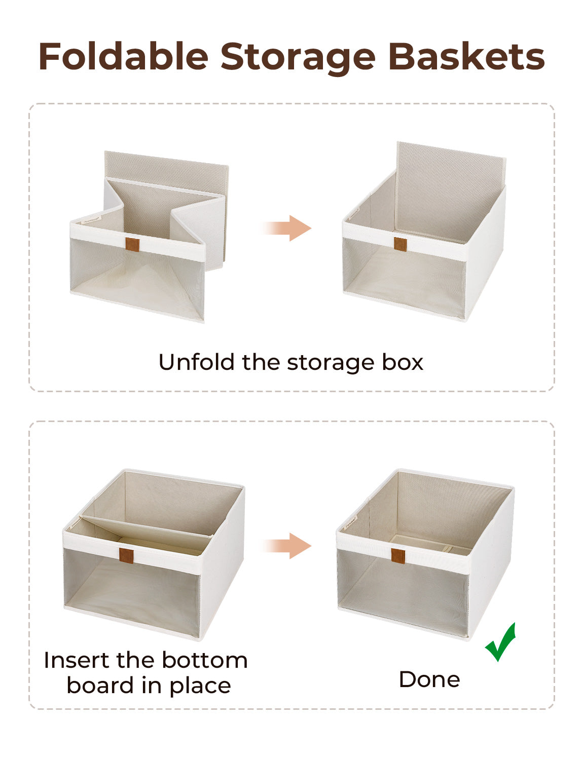 Fabric Closet Storage Bins with Clear Window, Set of 3