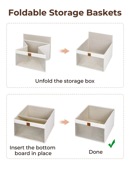 Fabric Closet Storage Bins with Clear Window, Set of 3