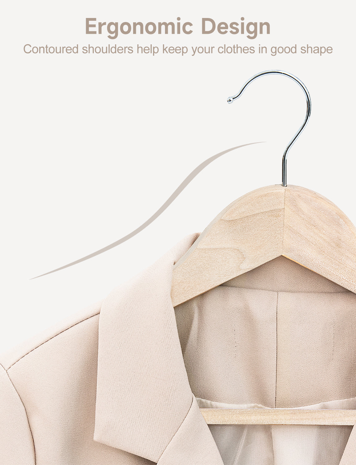 Wood Clothes Hangers for Shirts, Jackets, Pants, Suits, Sweaters