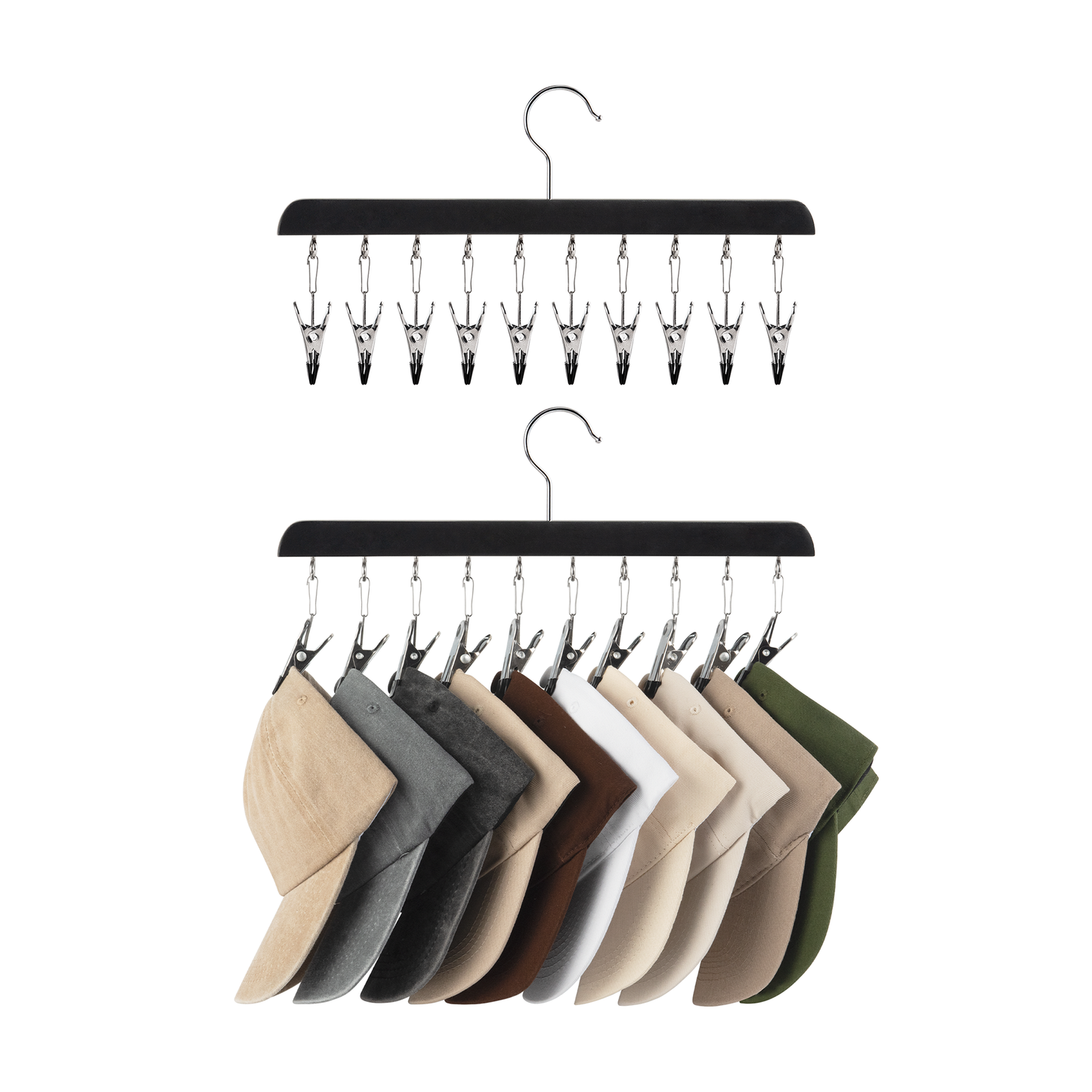 Hat Organizer and Baseball Cap Rack for Closet, Set of 2