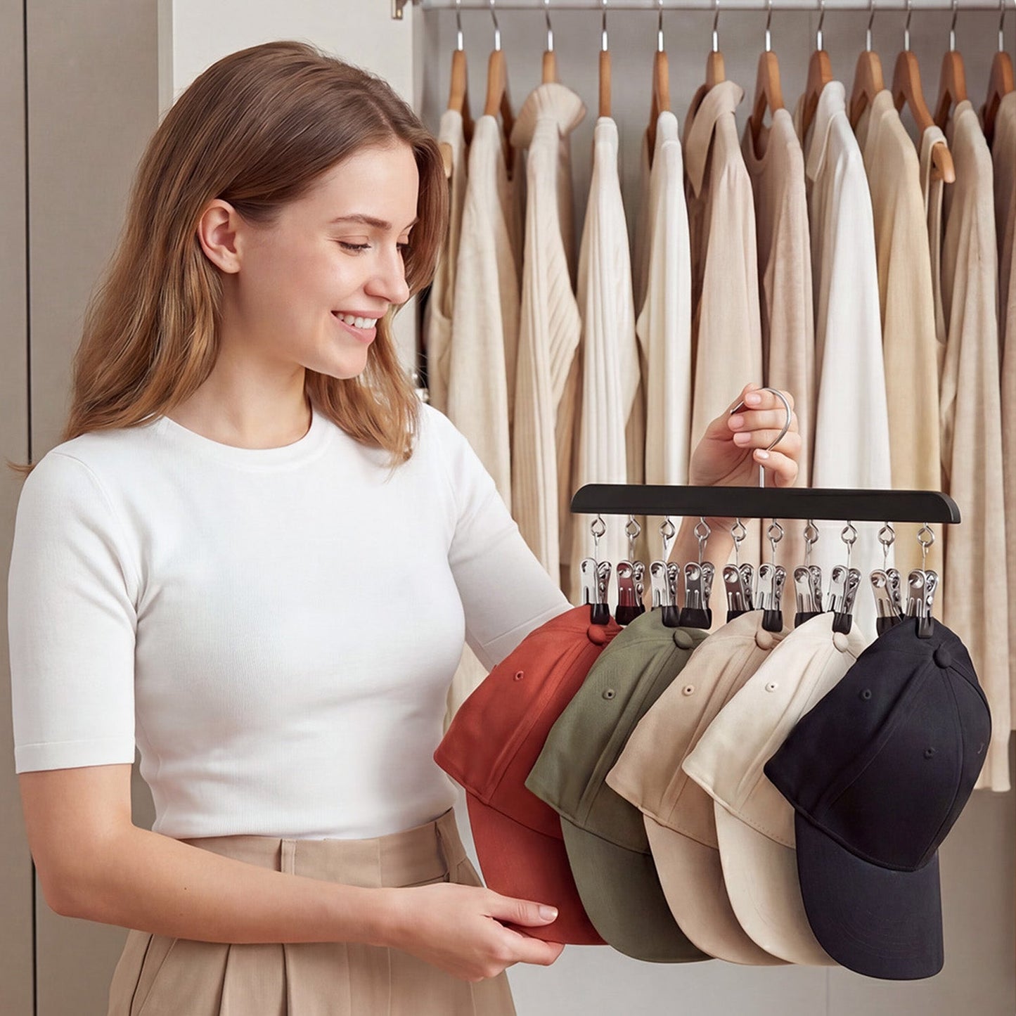 Hat Organizer and Baseball Cap Rack for Closet, Set of 2