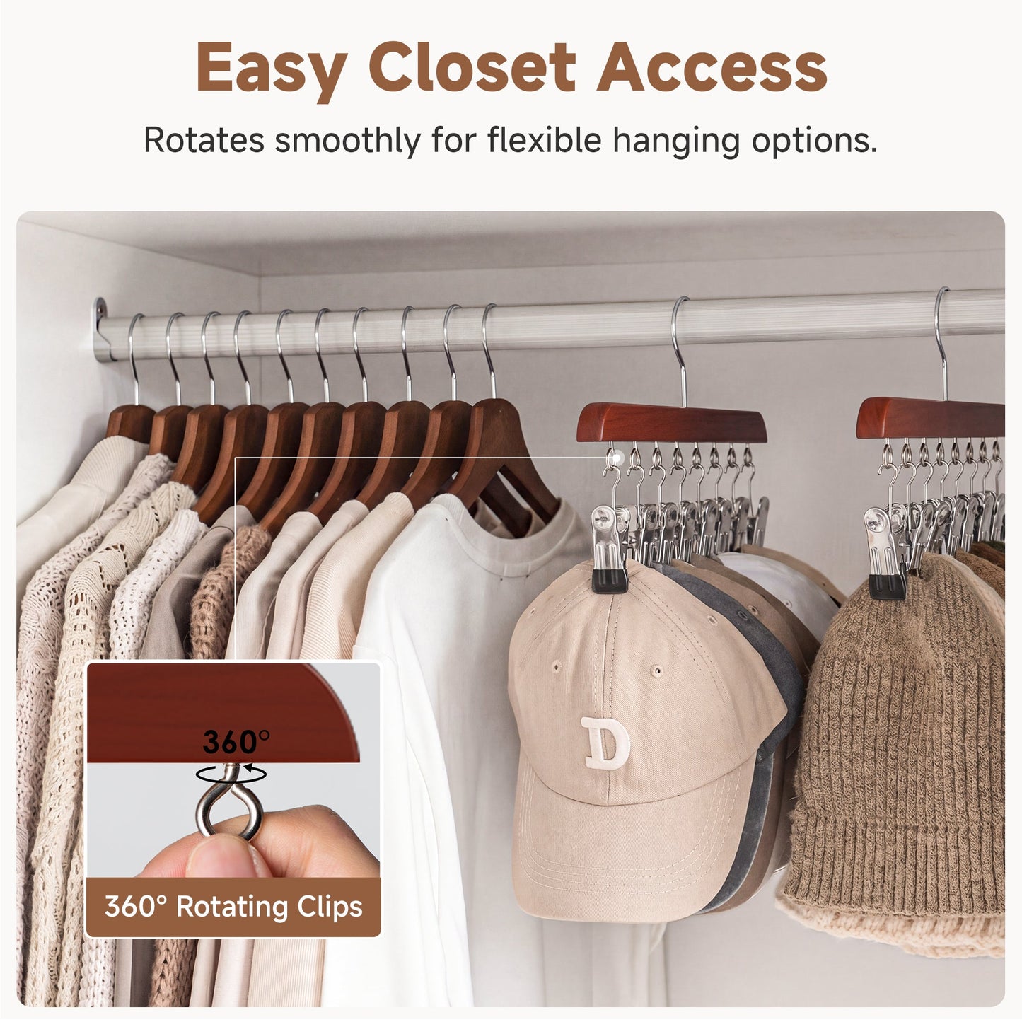 Hat Organizer and Baseball Cap Rack for Closet, Set of 2