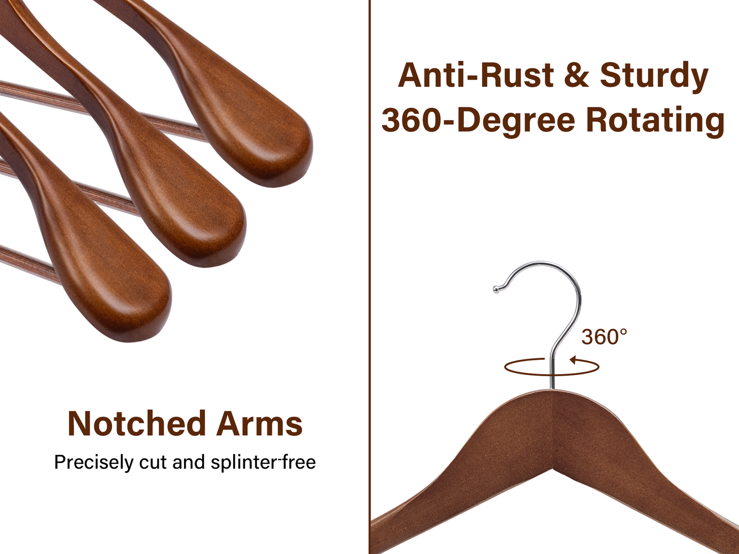 Extra Wide Shoulder Wood Coat Hanger for Coats, Shirts