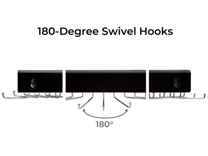 Tie Rack with Hooks, Wall-Mounted Wooden Hangers, 2 Pack