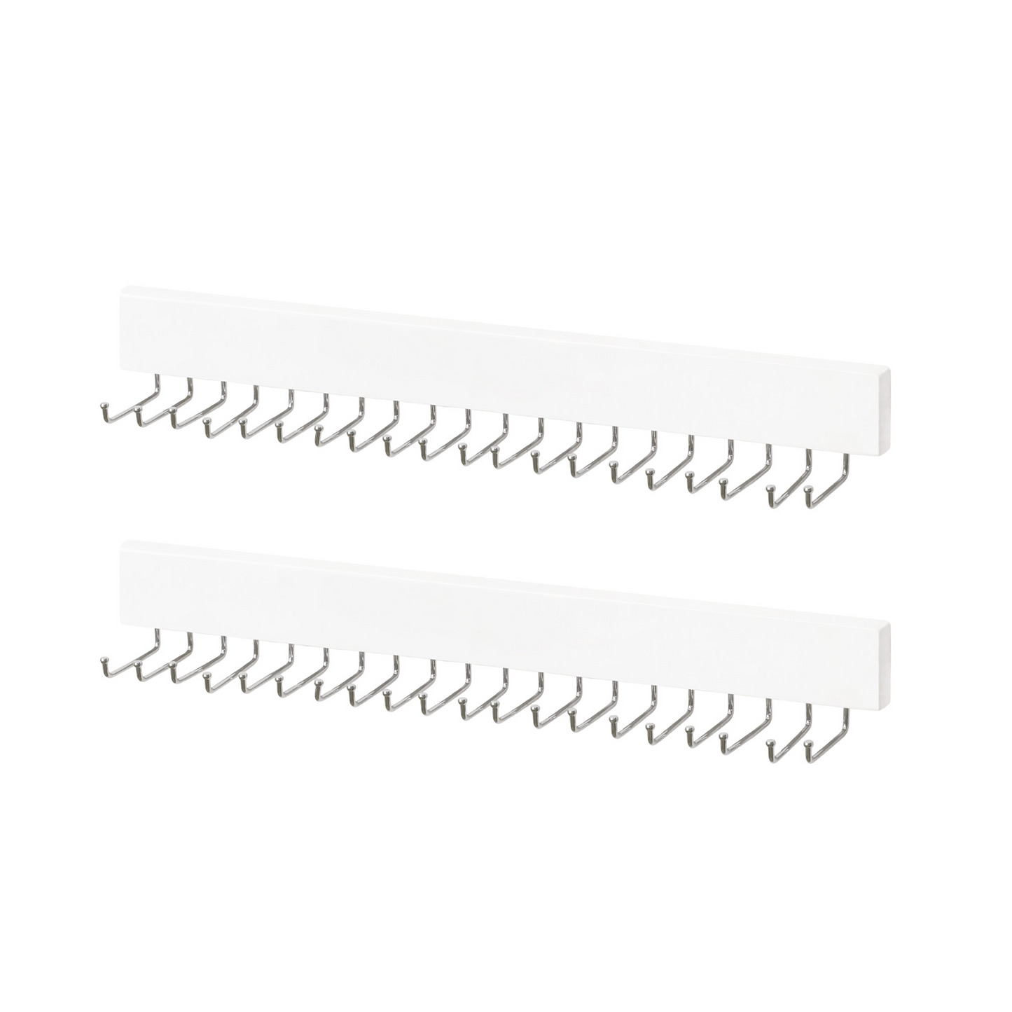 Tie Rack with Hooks, Wall-Mounted Wooden Hangers, 2 Pack