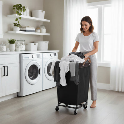 Large Rolling Laundry Basket with Wheels