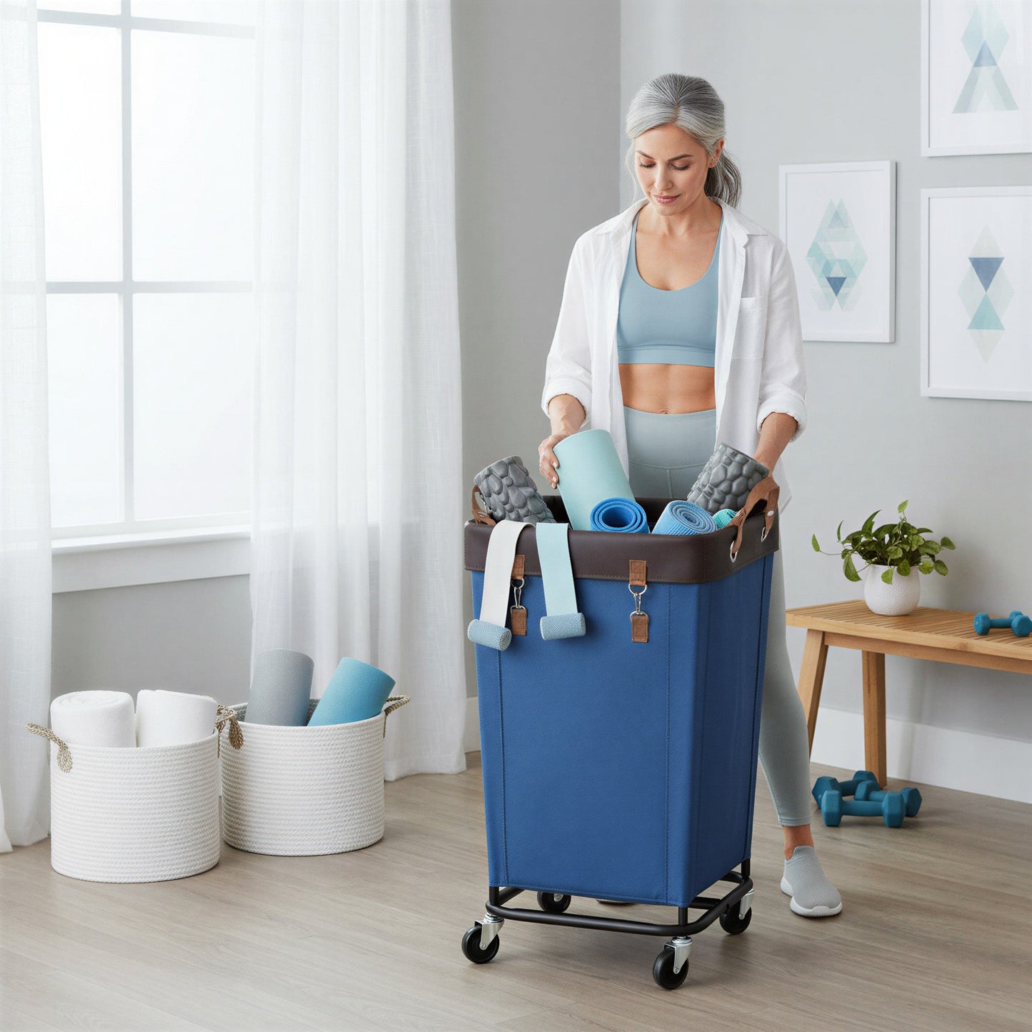 Large Rolling Laundry Basket with Wheels