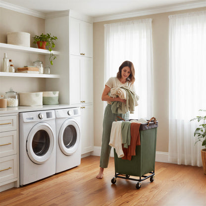 Large Rolling Laundry Basket with Wheels