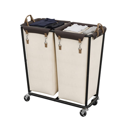 Rolling Laundry Sorter with Wheels, 2 Sections