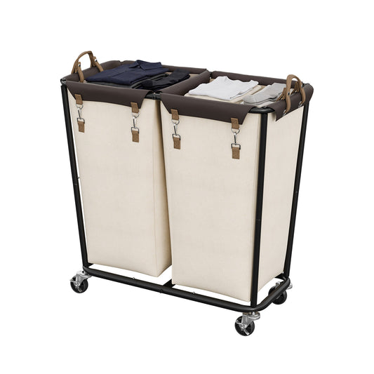 Rolling Laundry Sorter with Wheels, 2 Sections