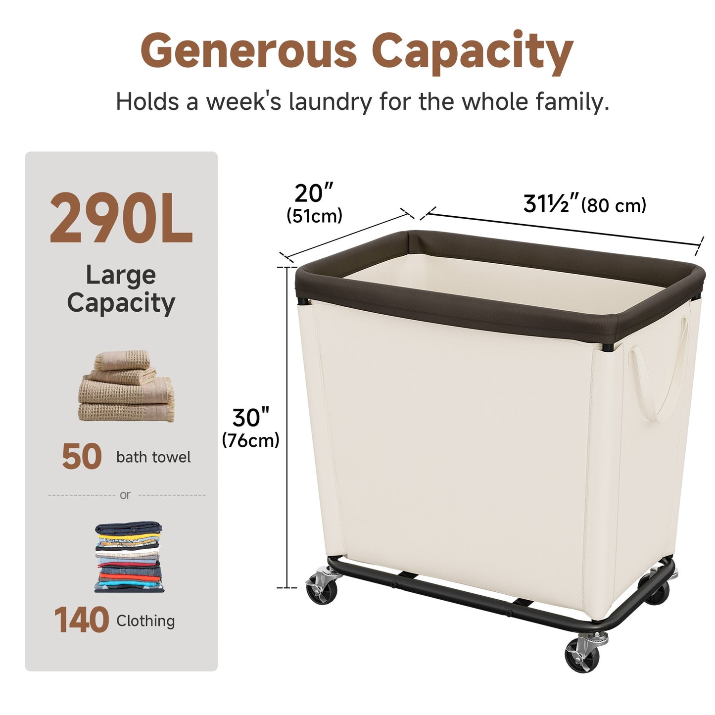 Laundry Hamper with Wheels for Home and Laundry Room