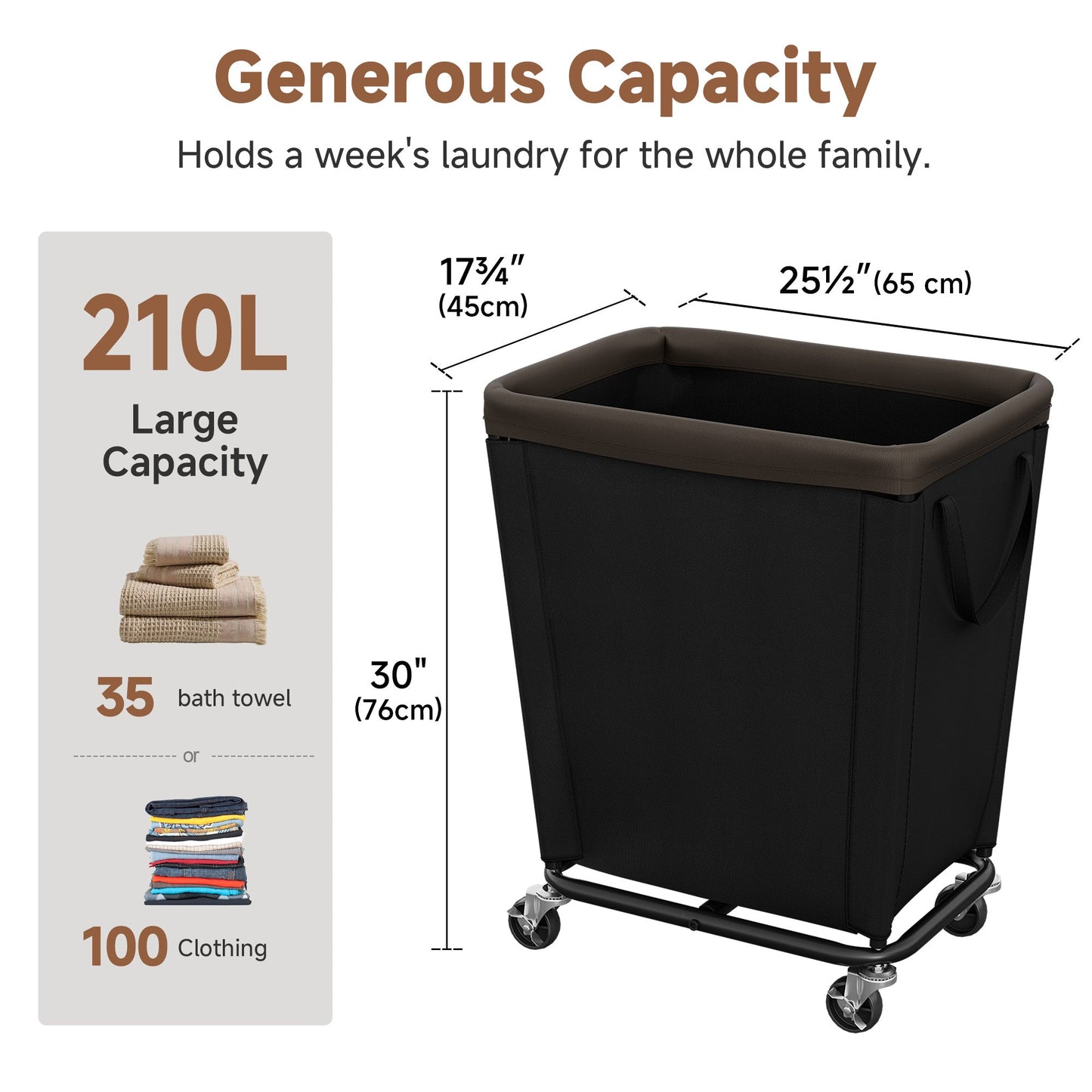Laundry Hamper with Wheels for Home and Laundry Room