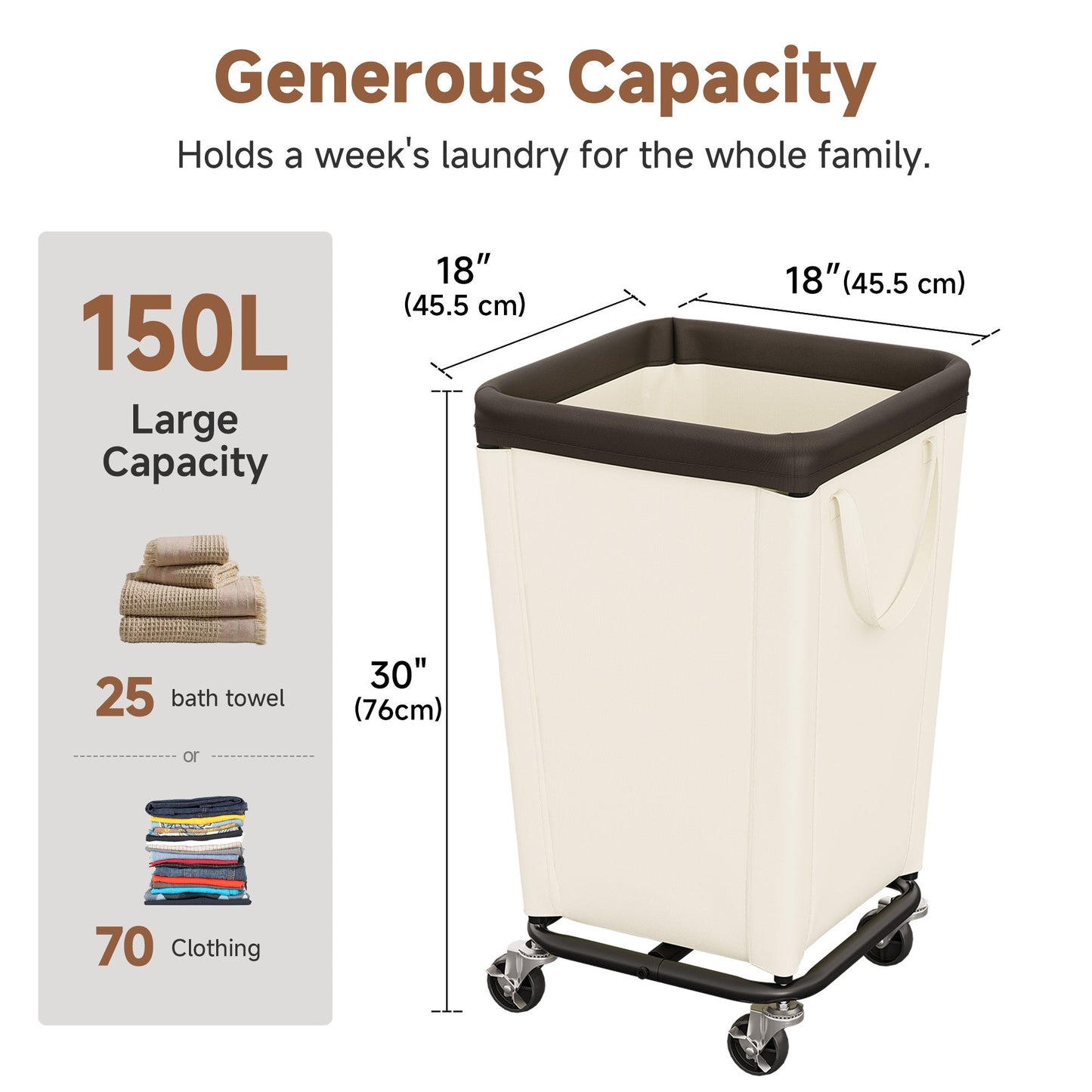 Laundry Hamper with Wheels for Home and Laundry Room
