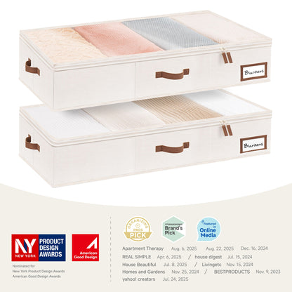 Fabric Under Bed Storage Bins with Lid, 2 Pack