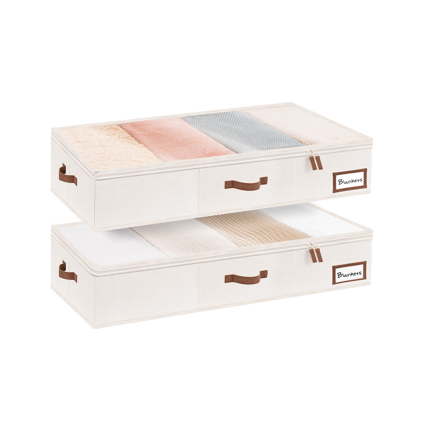 Fabric Under Bed Storage Bins with Lid, 2 Pack