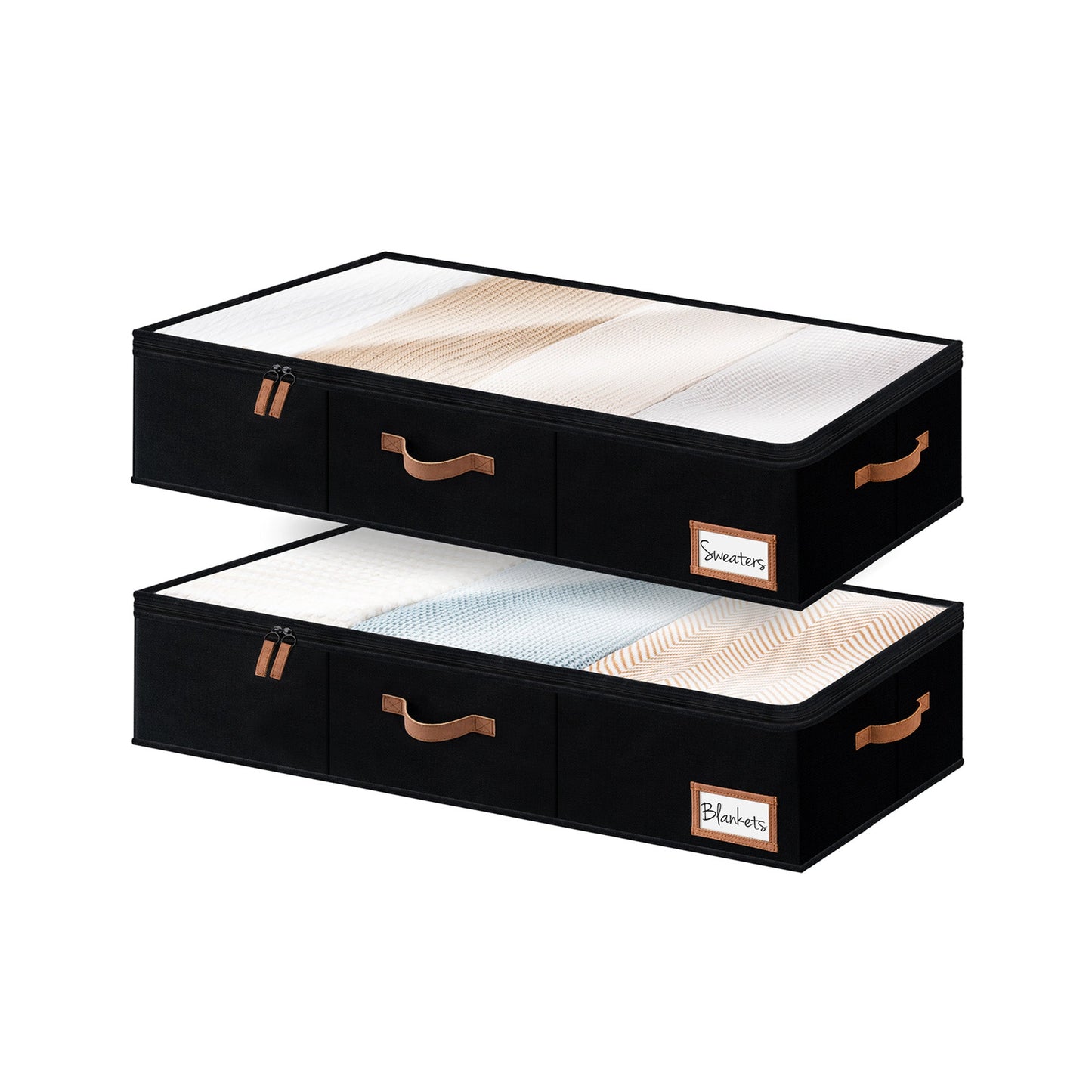Fabric Under Bed Storage Bins with Lid, 2 Pack