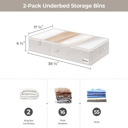 Fabric Under Bed Storage Bins with Lid, 2 Pack