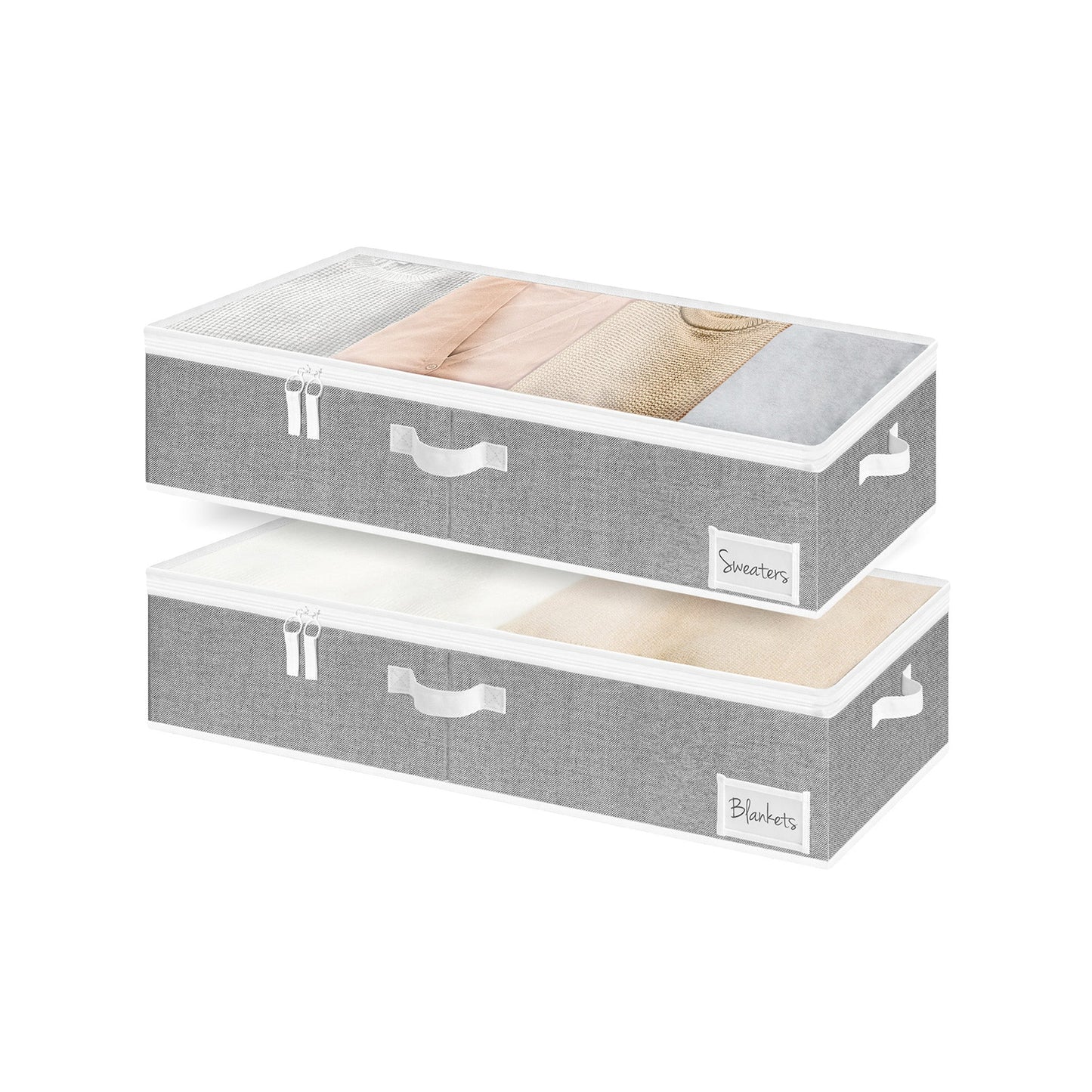 Fabric Under Bed Storage Bins with Lid, 2 Pack