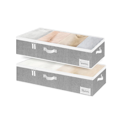 Fabric Under Bed Storage Bins with Lid, 2 Pack