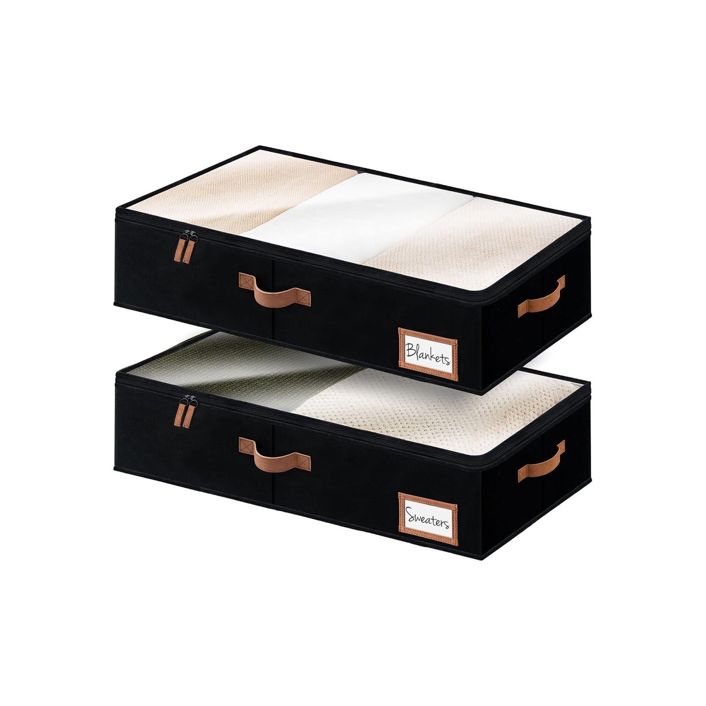 Fabric Under Bed Storage Bins with Lid, 2 Pack