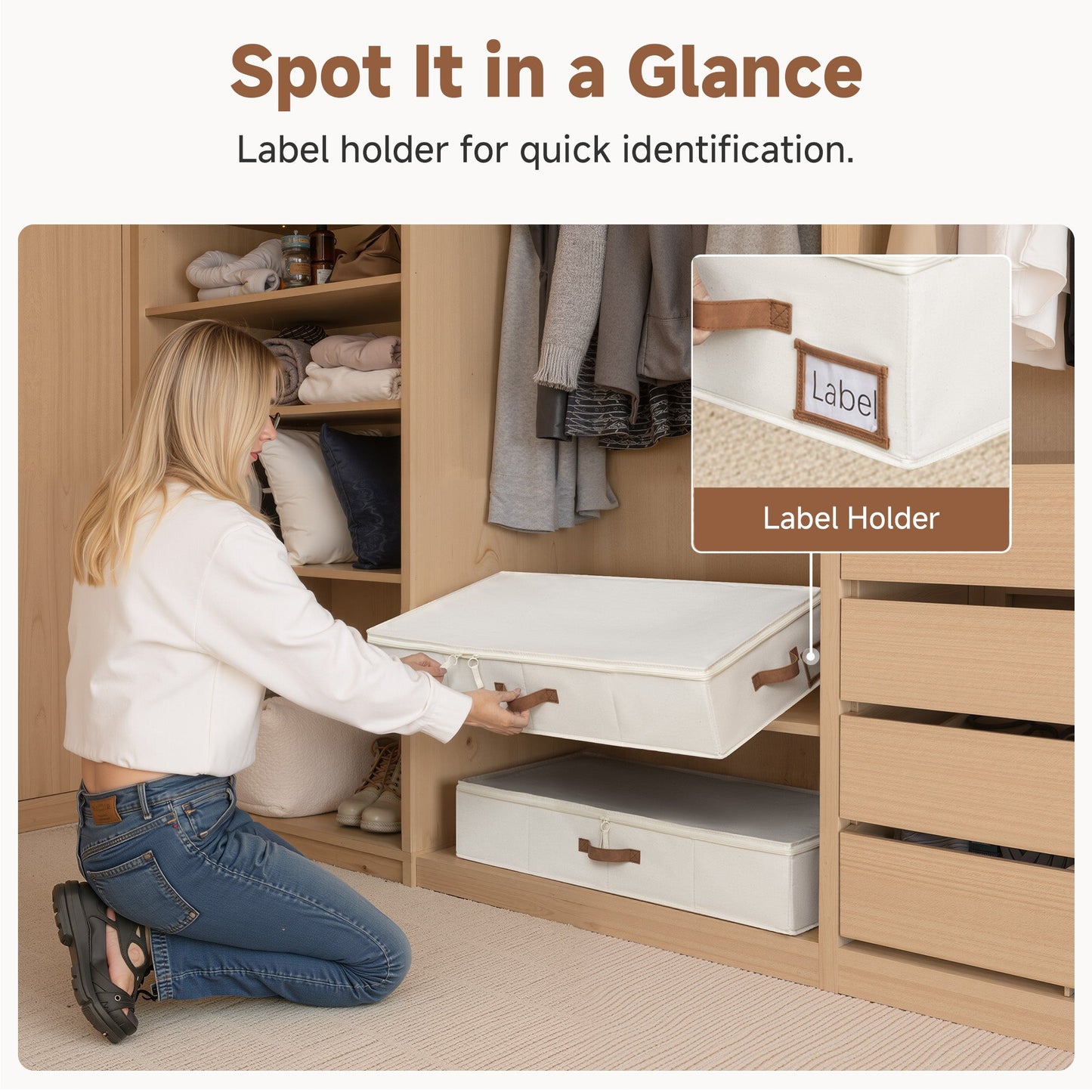 Under Bed Storage Bins with Label Holder, 2-Pack