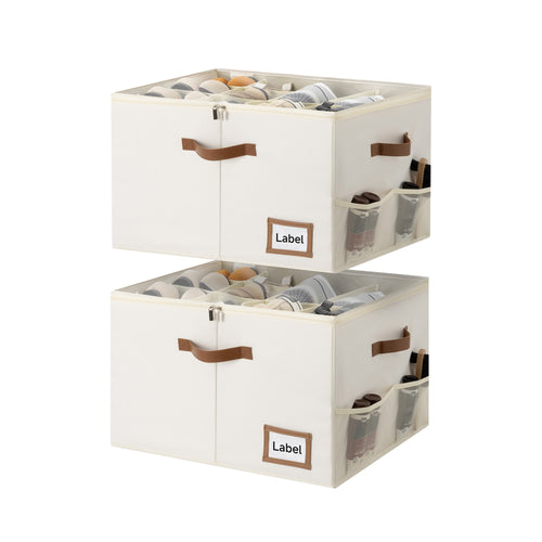 Closet Shoe Organizer with Label Holder, Fits up to 12 Pairs, Set of 2