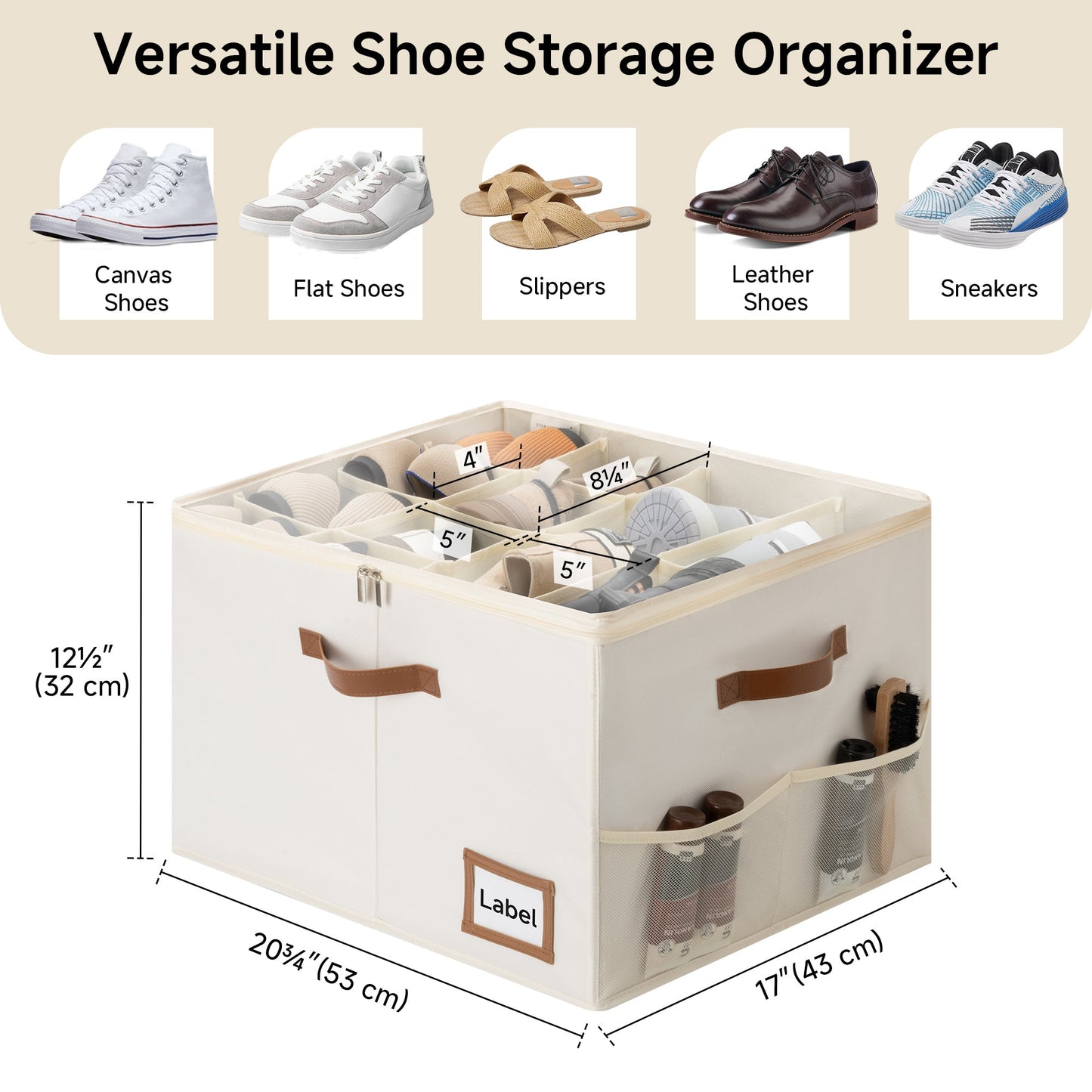 Closet Shoe Organizer with Label Holder, Fits up to 12 Pairs, Set of 2