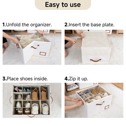 Closet Shoe Organizer with Label Holder, Fits up to 12 Pairs, Set of 2